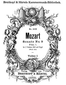 Partition violons I, église Sonata, F major, Mozart, Wolfgang Amadeus