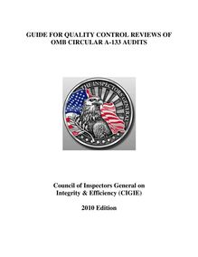 UNIFORM GUIDE FOR QUALITY CONTROL REVIEW (QCR) OF AUDIT DOCUMENTATION  SUPPORTING A 133 AUDIT REPORTS