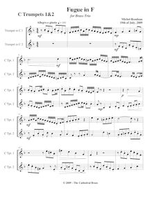 Partition trompettes 1/2 (C), Fugue pour 3 trompettes en F major