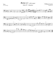 Partition viole de basse,  No.7 pour 3 violes de gambe et orgue
