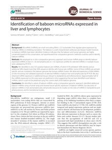 Identification of baboon microRNAs expressed in liver and lymphocytes