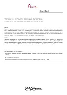 Vancouver et l avenir pacifique du Canada - article ; n°1 ; vol.161, pg 145-152