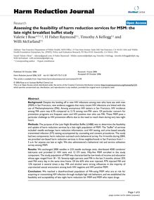 Assessing the feasibility of harm reduction services for MSM: the late night breakfast buffet study