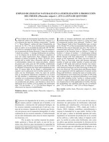 EMPLEO DE ZEOLITAS NATURALES EN LA FERTILIZACIÓN Y PRODUCCIÓN DEL FRÉJOL (Phaseolus vulgaris L.) EN LA ZONA DE QUEVEDO