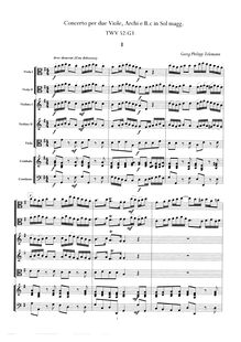 Partition , Avec douceur, Concerto pour 2 altos, Telemann, Georg Philipp