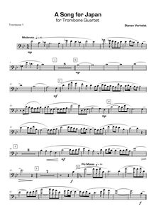 Partition Trombone 1 (basse clef), A Song pour Japan, Verhelst, Steven