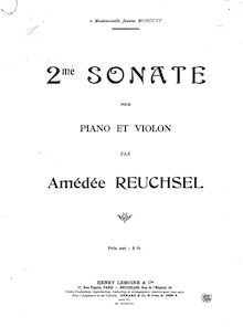 Partition de piano, violon Sonata, C minor, Reuchsel, Amédée