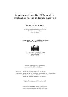 H_1hn2-wavelet Galerkin BEM and its application to the radiosity equation [Elektronische Ressource] / vorgelegt von Ulf Kähler