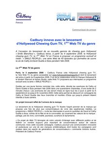 Cadbury innove avec le lancement d Hollywood Chewing Gum TV, 1ère ...