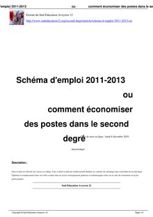 Schéma d emploi 2011-2013                                                     ou               comment