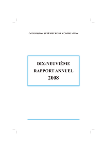 Commission supérieure de codification : dix-neuvième rapport annuel 2008