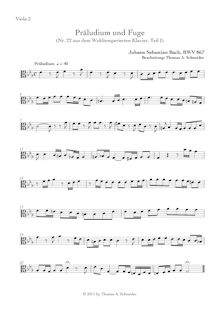 Partition viole de gambe 2, Das wohltemperierte Klavier I, The Well-Tempered ClavierPraeludia und Fugen durch alle Tone und Semitonia / Preludes and Fugues through all tones and semitones