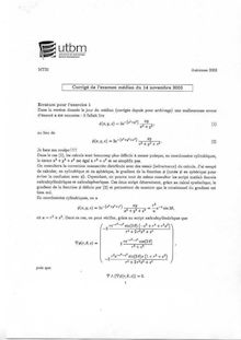 Corrige UTBM Mathematiques   applications 2003
