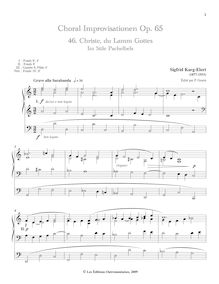 Partition 4, Christe, du Lamm Gottes - Im Stile Pachelbels, choral-Improvisationen für Orgel, Op.65