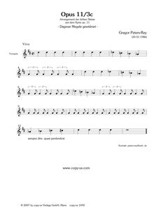 Partition trompette, Opus 11/3c, Peters-Rey, Gregor