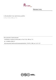 L évolution du service public - article ; n°31 ; vol.14, pg 7-12