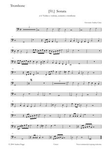 Partition Trombone, Sonata à 4, Sonata à 4. Violino e violone, cornetto e trombone