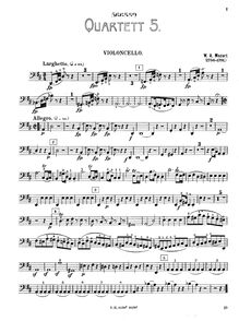 Partition de violoncelle, corde quintette No.5, D major