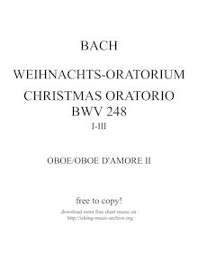 Partition hautbois/hautbois d amore 2, Weihnachtsoratorium, Christmas Oratorio