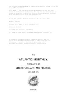 The Atlantic Monthly, Volume 14, No. 81, July, 1864