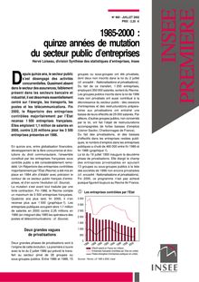 1985-2000 : quinze années de mutation du secteur public d entreprises