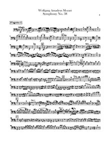 Partition basson 1, 2, Symphony No.38, Prague Symphony, D major