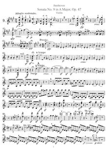 Partition de violon, violon Sonata No.9, Op.47, Kreutzer Sonata par Ludwig van Beethoven