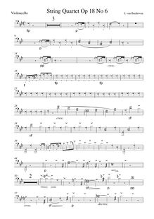 Partition violoncelle, corde quatuor No.6, Op.18/6, B♭ major, Beethoven, Ludwig van par Ludwig van Beethoven