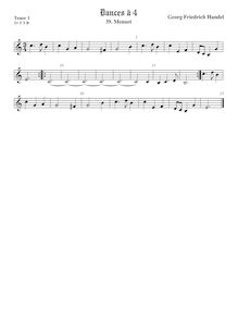 Partition ténor viole de gambe 1, aigu clef, 2 Menuets à 4, Handel, George Frideric par George Frideric Handel
