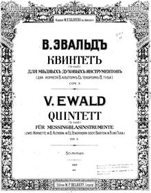 Partition Cornet 1 (en B♭), quintette No.1, Op.5, Brass Quintet No.1, Op.5