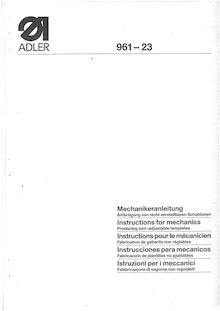 Notice Machine à coudre Duerkopp Adler  961-23