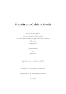 Maturity as a guide to morals [Elektronische Ressource] / vorgelegt von Nils Hedstrand