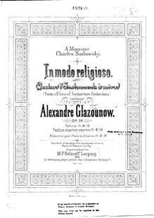 Score, en Modo Religioso, Op.38, E♭ major, Glazunov, Aleksandr