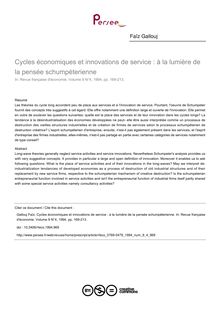 Cycles économiques et innovations de service : à la lumière de la pensée schumpéterienne - article ; n°4 ; vol.9, pg 169-213