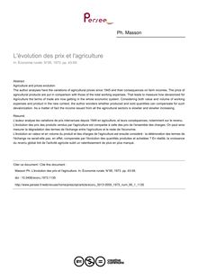 L évolution des prix et l agriculture - article ; n°1 ; vol.95, pg 43-59