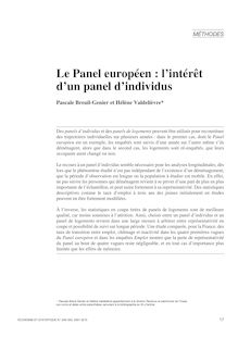 Le Panel européen : l intérêt d un panel d individus
