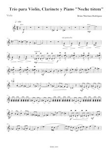 Partition de violon, Noche tótem, Trio for piano, violin & clarinet