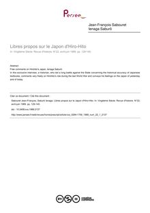 Libres propos sur le Japon d Hiro-Hito - article ; n°1 ; vol.22, pg 129-140