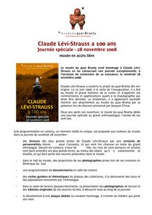 CP_Claude Lévi-Strauss a 100 ans