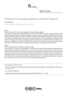 Sériation de la nécropole wisigothique de Duratón (Ségovie, Espagne) - article ; n°1 ; vol.5, pg 107-144