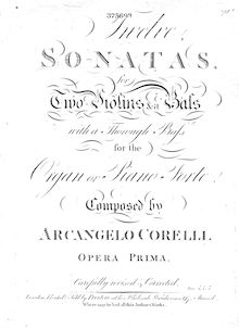 Partition Continuo, Trio sonates, Corelli, Arcangelo