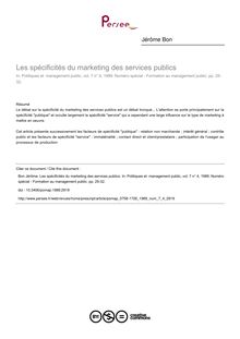 Les spécificités du marketing des services publics - article ; n°4 ; vol.7, pg 25-32
