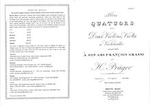 Partition parties complètes, 3 corde quatuors, Praeger, Heinrich Aloys