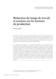 La réduction du temps de travail et les tensions sur les facteurs de production - article ; n°1 ; vol.359, pg 123-147
