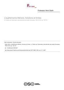 L euphémisme littéraire, fonctions et limites - article ; n°1 ; vol.3, pg 143-151
