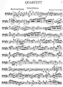 Partition de violoncelle, Piano quatuor, Goetz, Hermann
