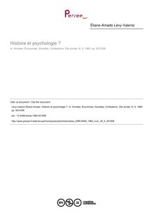 Histoire et psychologie ? - article ; n°5 ; vol.20, pg 923-938