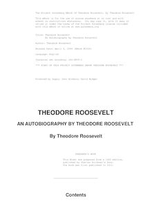 Theodore Roosevelt; an Autobiography
