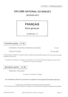 Sujet brevet français 2013