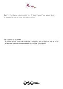 Les prieurés de Marmoutier en Anjou..., par Paul Marchegay.  ; n°1 ; vol.7, pg 593-595